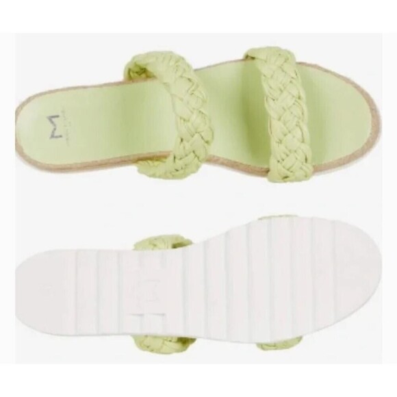 New MARC FISHER LTD Jaimee Espadrille Slide Sandals in Citron Leather Size 5.5M. - Picture 1 of 14